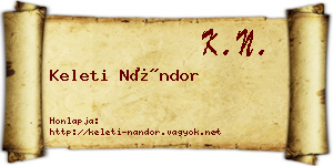 Keleti Nándor névjegykártya